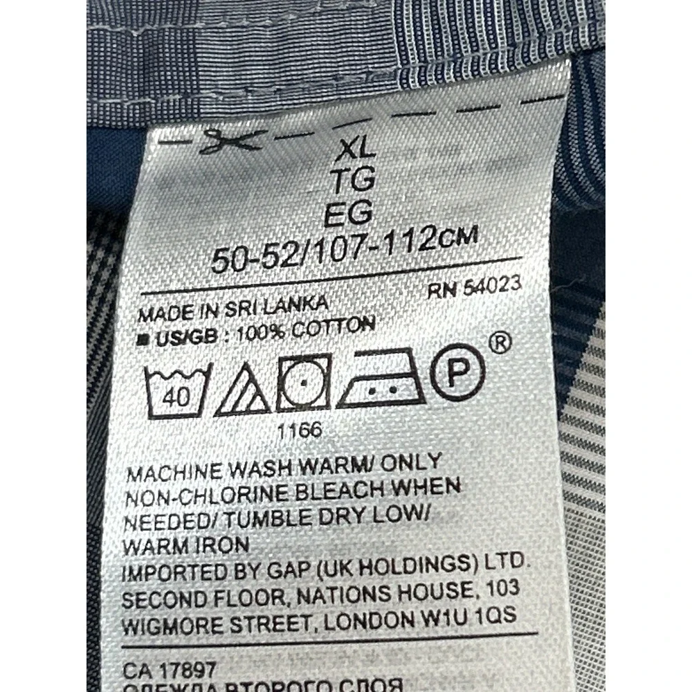 Banana Republic Button Down Shirt Mens XL Blue Plaid Grant Fit Supima Cotton